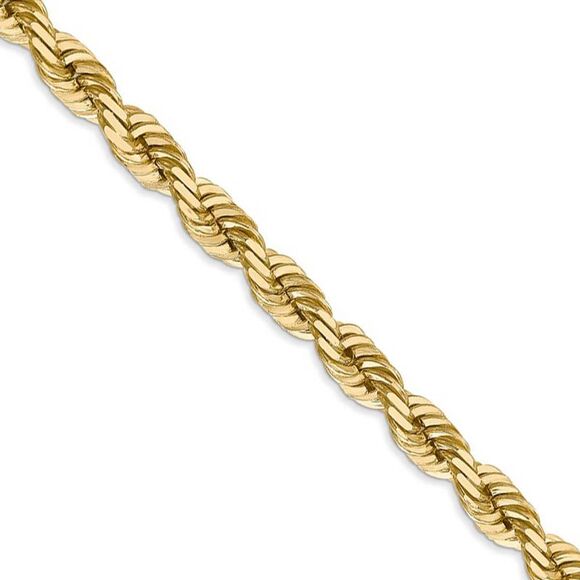 5.5mm, 14k Yellow Gold, Diamond Cut Solid Rope Chain Necklace, 24 Inch - Picture 1 of 8